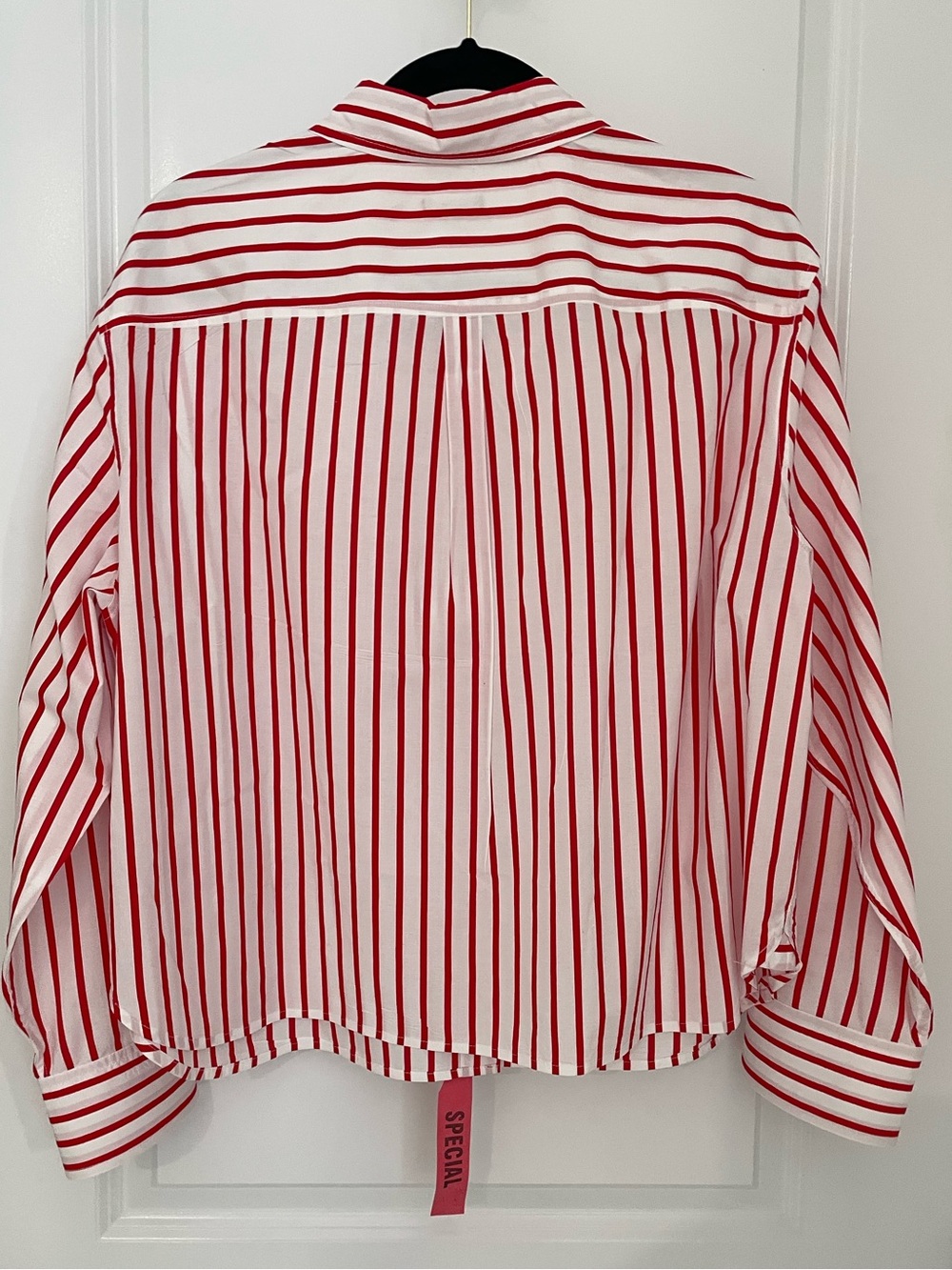 Talbots Poplin Short Shirt Red White Nautical Stripe Coastal Preppy - Picture 7 of 7
